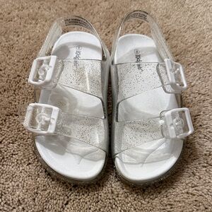 Girls Glitter Jelly Sandals - White Clear With Squishy Sole- Comfortable! Easter